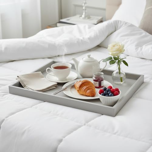 30 * 16 Inch Rectangular Ottoman Tray | Textured PU Leather, Waterproof & Heat-Resistant Storage for Coffee/Dining Tables, Sofa, Bed, Entertainment & Party (Tranquil Beige, 30 * 16in) - color: Tranquil Beige, size: 30" x 16" x 1.1"