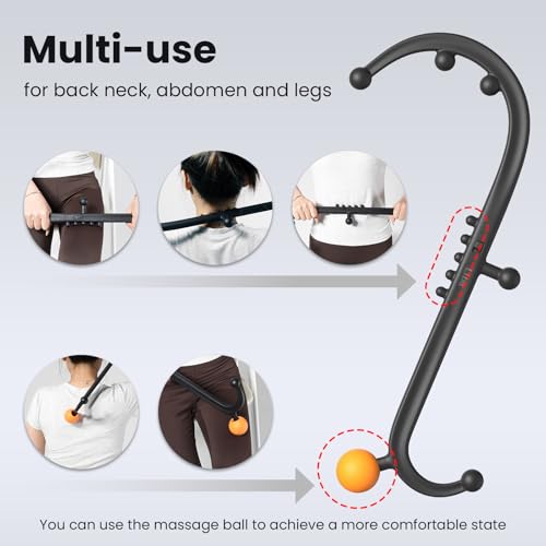 LiBa Trigger Point Massage Tool 11-Node, Collapsible S/C Curve - color: Detachable Black (1 Pack)