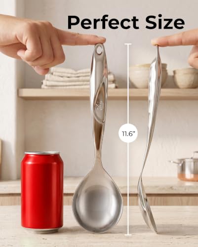 Zulay Kitchen Stainless Steel Serving Spoon - 11.5” Large Cooking & Serving Spoon with Ergonomic Handle - Durable, Rust-Resistant & Dishwasher Safe Kitchen Utensil for Cooking and Buffets - size: Cooking Spoon