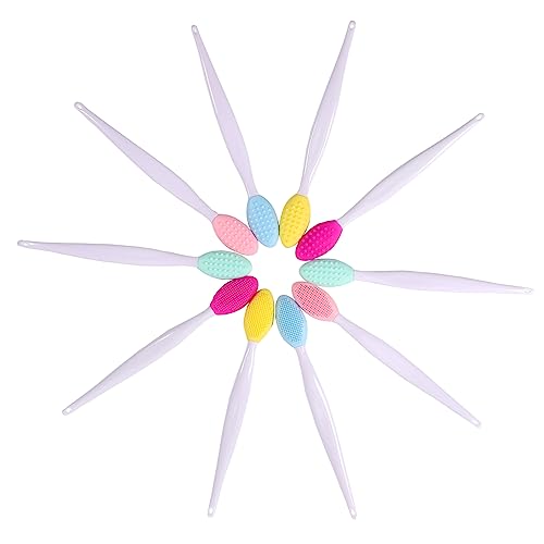 10pcs Silicone Scrub Lip Brush, Double Side Lip Exfoliating, Nose Clean Blackhead Removal Brushes With Lip Exfoliator Scrubber Tool Wash Face Cleansing Brush