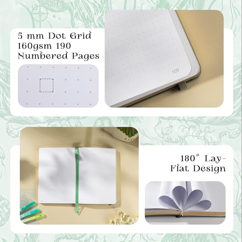 TIEFOSSI A5 Dotted Journal for Women & Men, 160 GSM Thick Paper - color: Light Green, size: Dotted