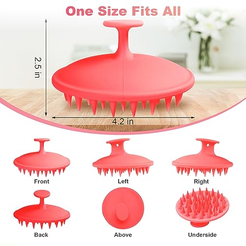 Meartchy Silicone Scalp Massager Shampoo Brush, Scalp Brush for Hair Growth & Dandruff Removal, Hair Scrubber Scalp Stimulator Exfoliator Brush with Soft Bristles for Wet Dry Scalp Care (Rose Red) - color: Rose Red