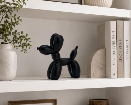 4 Inch Matte Black Balloon Dog Sculpture - color: Black
