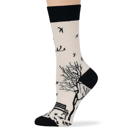7BIGSTARS Women Cotton Crew Socks, Patterned 4 Pack, M 5-9 - L 8-12 - color: 18 - Black, Grey, Green, Orange, Cream (A60), size: 8-12