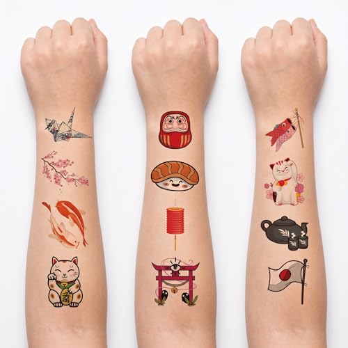 96PCS Japanese Temporary Tattoos Pre-Cut Themed