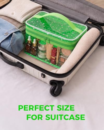 Star Clear Makeup Bag, Waterproof Travel Cosmetic Bag Toiletry bag,Green - color: Green