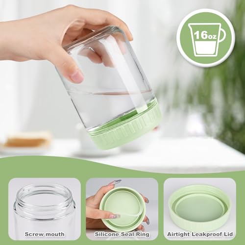 SHOWIN Overnight Oats Containers with Lids, Glass Jars with Lids 8 pcs, Wide Mouth Mason jars for Salad, Yogurt, Snacks, Meal Prep - color: Multicolor, size: 10&16oz&24oz-8pc