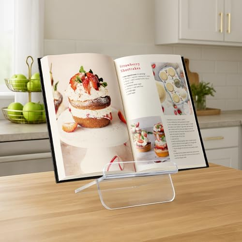 Americanflat Clear Acrylic Book Stand with Ledge - Acrylic Stands for Display - Cook Book Stand, Magazine, and Comic Holder for Tabletop - color: Clear 1 Pack, size: 9 x 13 inch, style: Book Stand
