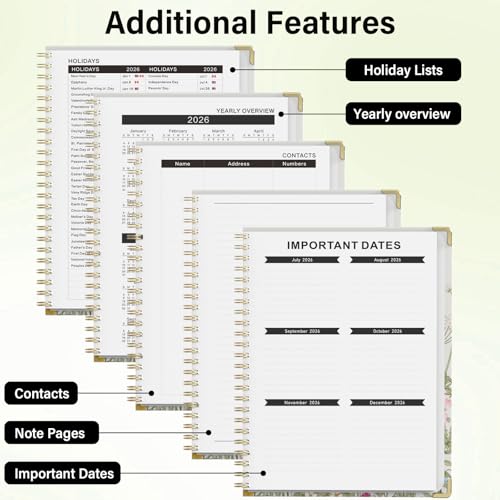 Academic Planner 2026–2027, A4 Hardcover Weekly Monthly Planner, Large 8.5 x 11 School Year Planner July 2026 to July 2027, with Bookmark, Pocket Folder and Sticky Notes, Garden Flowers - color: Garden Flowers, size: A4