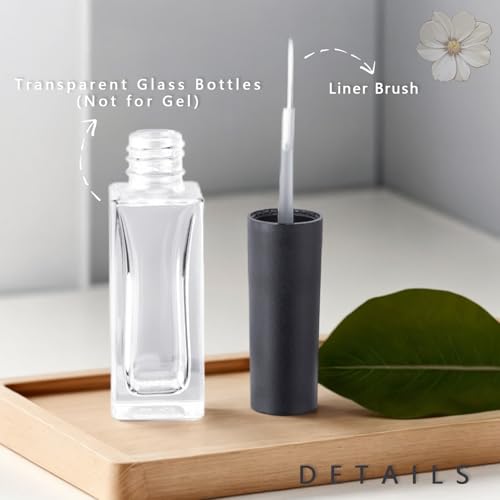Nail Art Liner Empty Bottles 7ML, 6 Pack Empty Blooming Nail Polish Bottles with Brush & Mixing Balls & Funnels for Nail Decoration DIY Art (Not for Gel) (BLACK) - color: BLACK