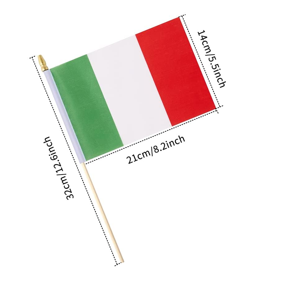 25Pack Small Italy Flag Handheld Mini Italian Flag on Stick 5x8 Inch - color: Italy