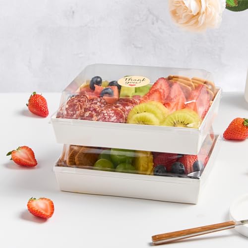 Kucoele 50 Pack 7" x 5" Paper Charcuterie Boxes with Clear Lids - color: White