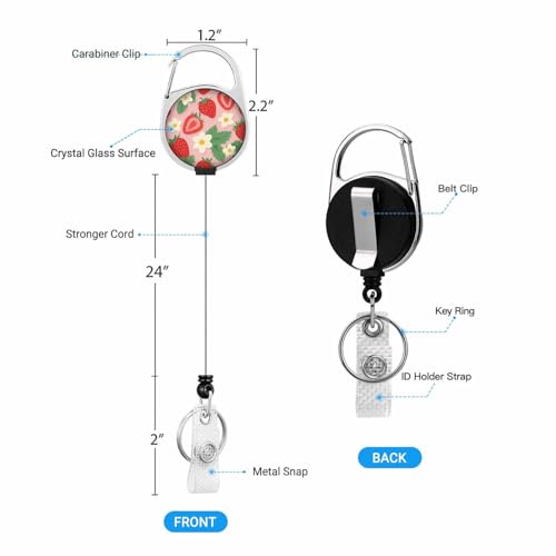 Lanyard with ID Holder Strawberry Pattern White Flower ID Badge Holder for Student Nurse Worker 7x11 cm - color: Strawberry Pattern