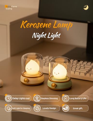 WANIDEA Night Light, Cute Night Light for Kids 2 Pack (Yellow and Green) - color: Flame Yellow and Green