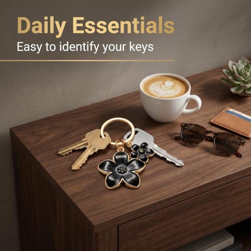 9Pcs Daisy Flower Keychains Gold Alloy Lobster Clasp Bag Charms for Handbags Backpacks Car Keys Women Accessories Set - color: 9-Black