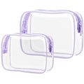 PACKISM Clear Makeup Bag Travel - TSA Approved Toiletry Bag, 2 Light Purple - color: 2 Light Purple, size: Mixed Size Series (1 Medium + 1 Large)