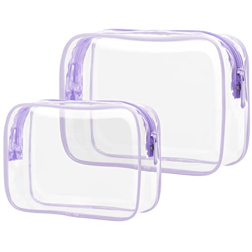 PACKISM Clear Makeup Bag Travel - TSA Approved Toiletry Bag, 2 Light Purple - color: 2 Light Purple, size: Mixed Size Series (1 Medium + 1 Large)