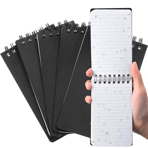 Qilery 2 Pcs Waterproof Notebook Graph Paper 3" x 5" All Weather Pocket Notepads Police Notepad Spiral Notebook Steno Pads Memo Grid Lines Pads Journal for Office (Black)