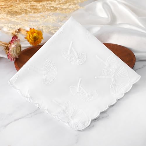 Handkerchiefs for Women Soft Cotton,Dainty Embroidered Womens Handkerchiefs - color: White