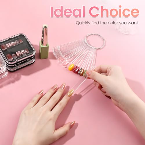 BQAN Nail Swatch Sticks 50Pcs Clear with Ring & 2Pcs Number Stickers - color: Clear-50Pcs