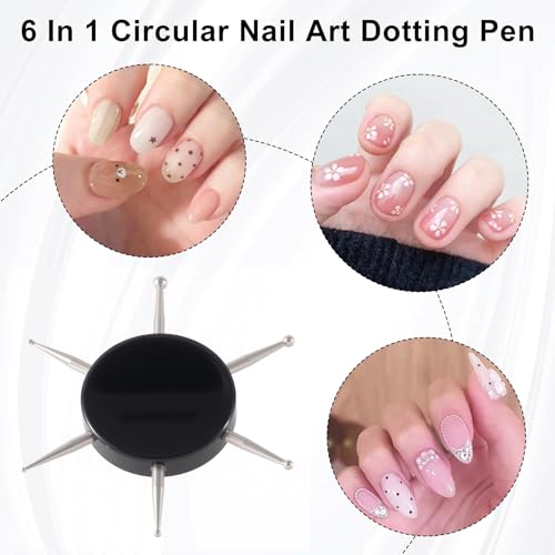 Nail Dotting Tool, 6-in-1 Metal Dotting Tool Nail Art, Black - color: Black, 1pcs, 6-in-1