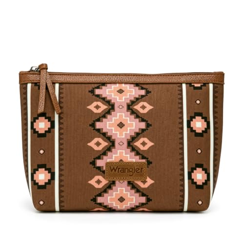 Wrangler Travel Makeup Bag Large Waterproof Cosmetic Bag for Women - color: Light Brown