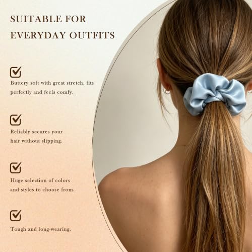 Simnice 20 Colors Satin Large Scrunchies for Women Soft Silk Hair Scrunchie - color: 20 Colors-L