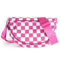 Crescent Bag for Women,Medium Nylon Crescent Bag Single Shoulder Bag - color: Crossbody bag- Rose Checkered