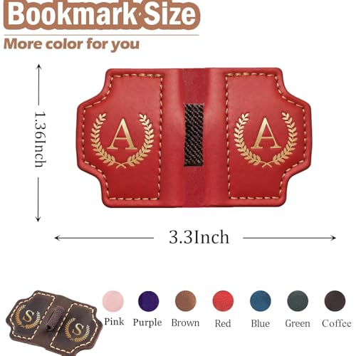 Personalized Mark Bookmark with Pen Holder, Leather Magnetic Book Marker 26 Letters,Custom Initials Page Marks, Gifts for Book Lovers Readers Men Women (Red, Q) - color: Red, size: Q