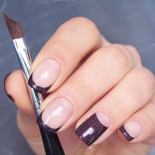 6Pcs Ombre Nail Brush and French Tip Brush, Half Moon Shape French Brush for Nails Acrylic Nail Art Brushes Ombre Nails Painting Pen Brushes French Manicure Brush Nail Tool - color: French Tip&Ombre Brush