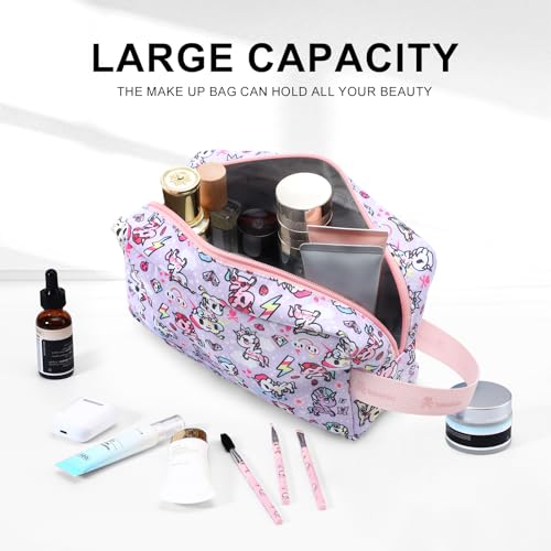 tokidoki Travel Makeup Bag for Women, Cute Unicorno Cosmetic Bag, Compact Skincare Vanity Pouch, Portable Cosmetiquera Toiletry Bag for Travel, Work, Home, Perfect Gifts for Women Girls (Purple) - color: Purple