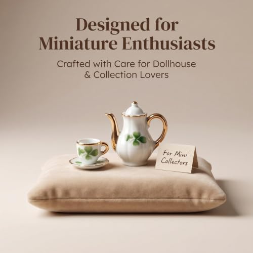 Miniature Tea Set 1/6 Scale Dollhouse Accessories Porcelain Lucky Clovey - color: Lucky Clover