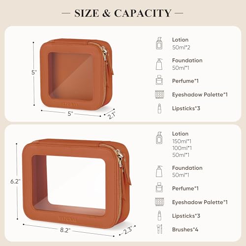 Clear Mini Makeup Bag for Fall, Cosmetic Make Up Pouch, Brown - color: Brown, size: Mini