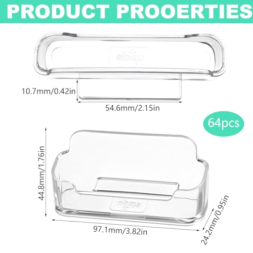 64 Pack Business Card Holder for Desk,Desktop Style Business Card Holders,Acrylic Holder Stand Clear Postcard Display for Home Office Desk Table