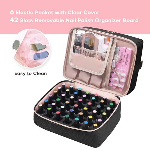 Leudes Nail Bag Polish Organizer Case Holds 42 Bottles & Gel Lamp - color: Blacka1