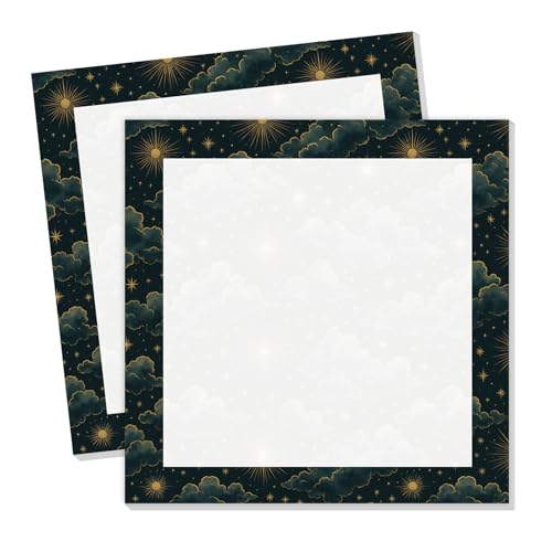 Cute Sticky Notes 3 x 3 in, 2 Pack Self Stick Note Pads with Fun Patterns, Strong Adhesive Memo Pads for Office School Home, 80 Sheets per Pad Starry Sky Clouds - color: Starry Sky Clouds