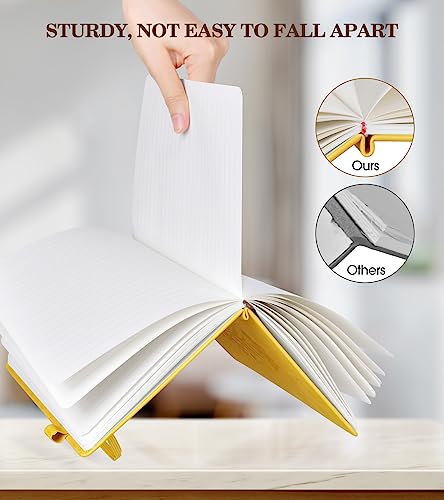 Lined Journal Notebook for Women, A5 Yellow Hardcover Leather Journals for Writing, 200 Pages Travel Daily Journal,Thick College Ruled Notebook for Work School, Note Taking, Business 5.75'' X 8.38'' - color: Yellow