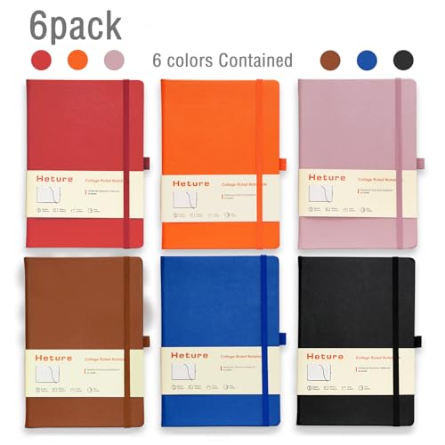 Heture Hardcover Notebooks, 6 Packs A5 Lined Journals Notebook for Writing 160 Pages, 8.2 x 5.5 inch, 6 Colors Classic Ruled Notebooks for College/Work/Travel (Assorted Color, 6 Pack) - color: Assorted Color, size: 6 Pack