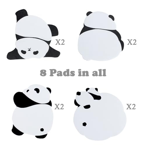 Cute Panda Shape Sticky Notes Set 240 Sheets 8 Pads Self Adhesive Removable Fun Sticky Note for Kids and Women