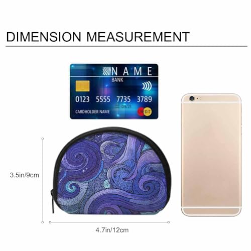 IBILIU Small Coin Purse Ocean Inspired Graphic Paisley Swirled Mini Wallet Coin Pouch Change Purse For Women Men - color: Coinp-007