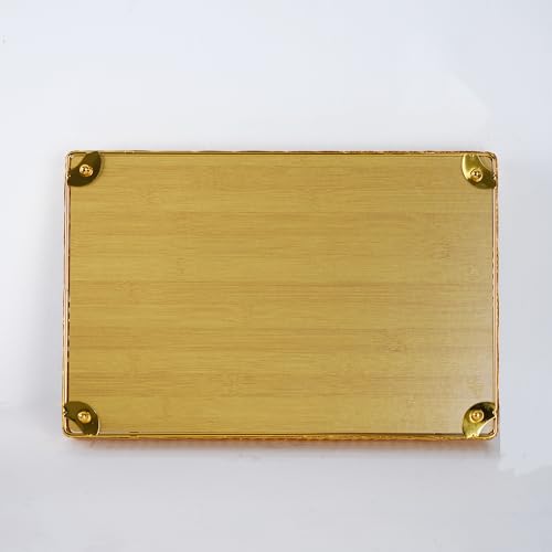 Funerom Gold Decorative Serving Tray Set of 2 Rectangular