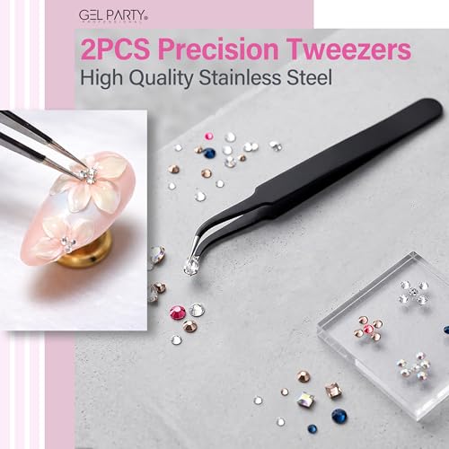 GELPARTY Professional Nail Art Tools Kit – 24PCS Nail Brush Set with Liner Brushes, Dotting Pens, Acrylic Gel Brushes, Nail Tape, Tweezers & Brush Holders for DIY Nail Design & Salon Use