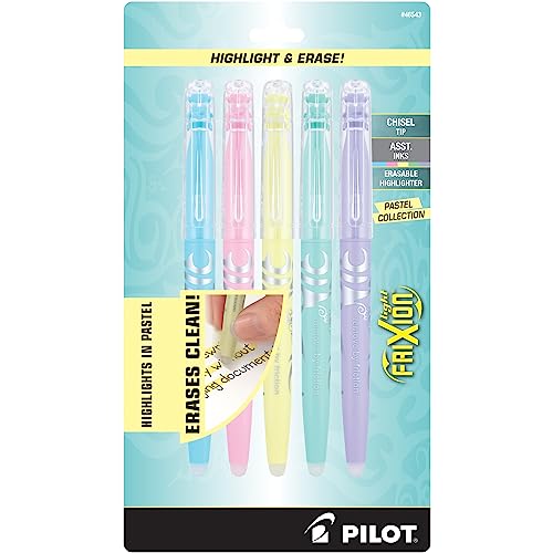 PILOT FriXion Erasable Highlighters, Chisel Tip, Assorted Color Inks, 5pk - color: Blue / Pink / Yellow / Green / Purple