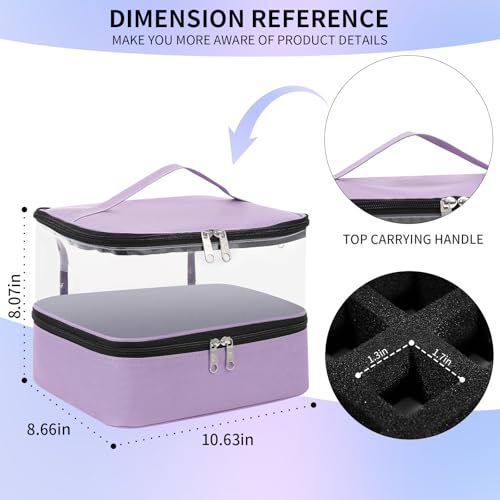 Clear Nail Polish Organizer Double layer Nail Polish Holds 30 Bottles and Nail Lamp, Nail Dryer Case Storage Supplies with Adjustable Dividers, Portable Nail Carrying Bag for Nail Tech (Purple) - color: 6.Purple