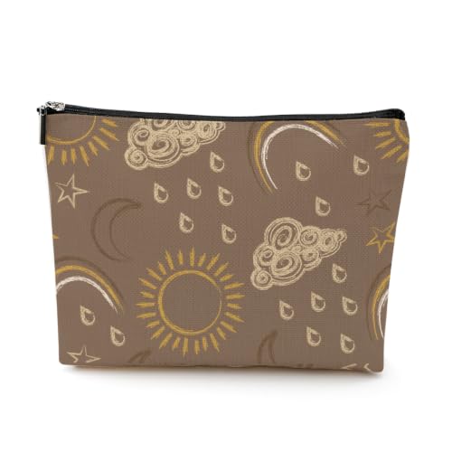 Boho Sun Moon Celestial Makeup Bag,Makeup Organizer Cosmetic Bags for Women - color: BohoWeather