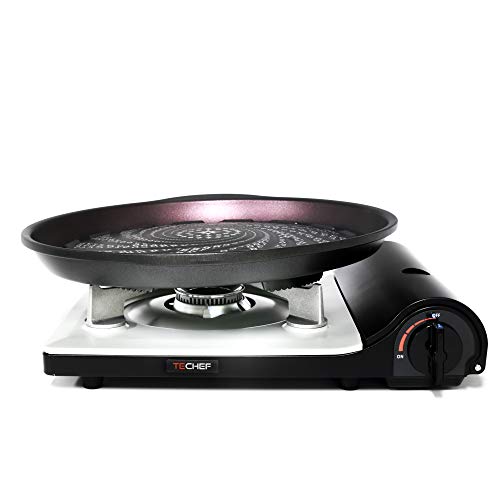 TECHEF - Stovetop Korean BBQ Non-Stick Grill Pan with Agni Portable Gas Stove Burner, Made in Korea (Grill Pan w Stove) - color: Grill Pan w Stove