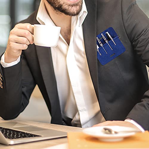 Wisdompro Pocket Protector, 3 Pack PU Leather Heavy Duty Pen Holder Pouch - color: Blue