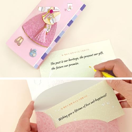 Korean Traditional Money Envelopes – Hanbok & Jogakbo Cash Gift Holders with Tassel - color: Blush Jade
