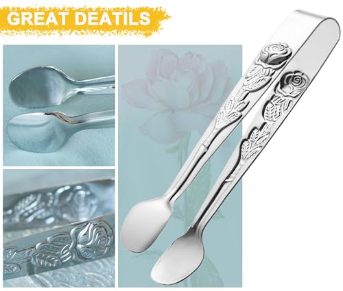 HINMAY 6PCS Mini Serving Tongs 5-Inch Small Sugar Tongs (Silver) - size: 5-Inch