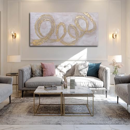 Ocevarin Abstract Wall Art Gold Line Art Prints Modern Minimalist Wall Decor for Living Room Neutral Posters for Dining Room Bedroom 24"x 48" - color: Golden Circle, size: 48"L x 24"W